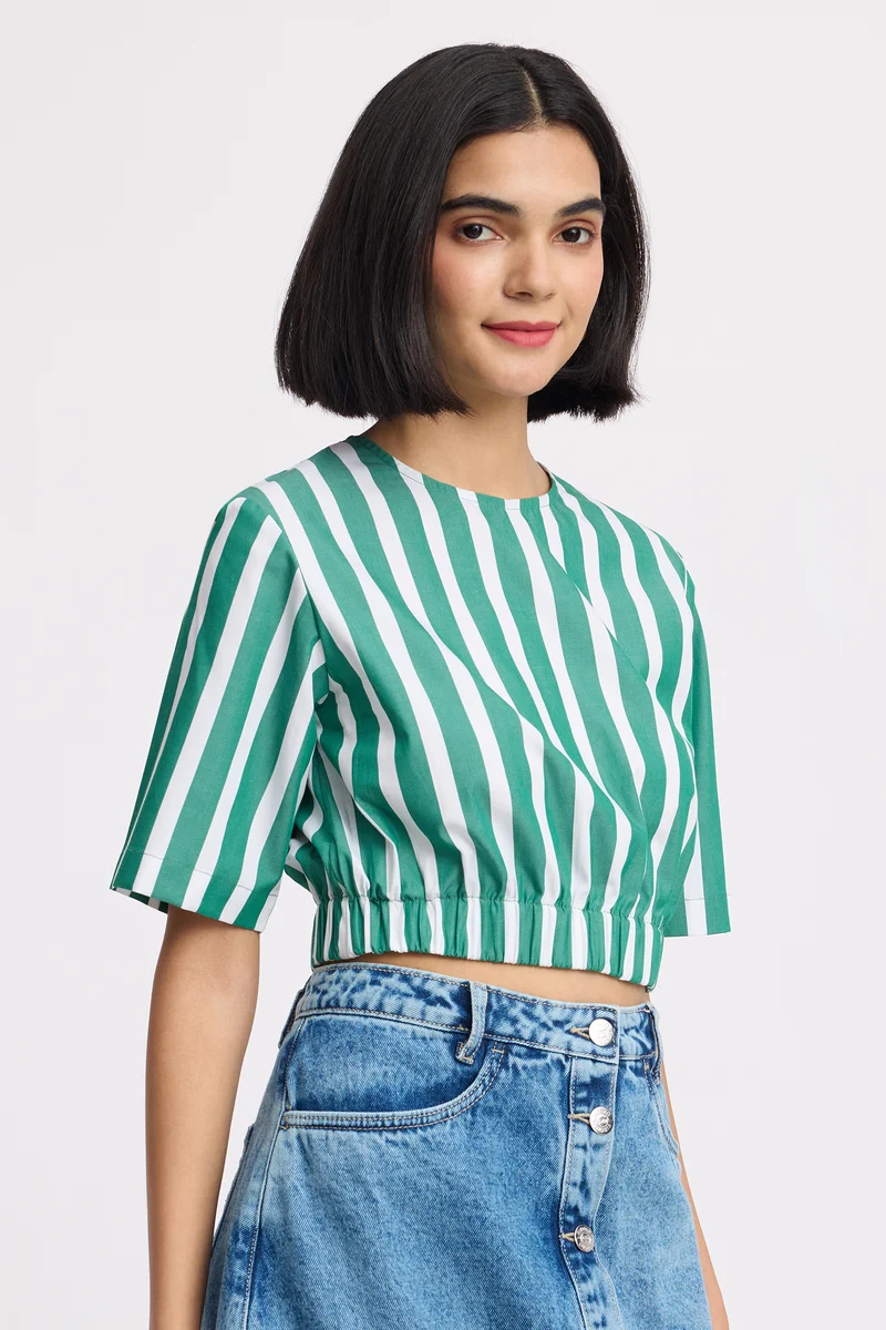 Imami|100% Cotton Striped Crop Top