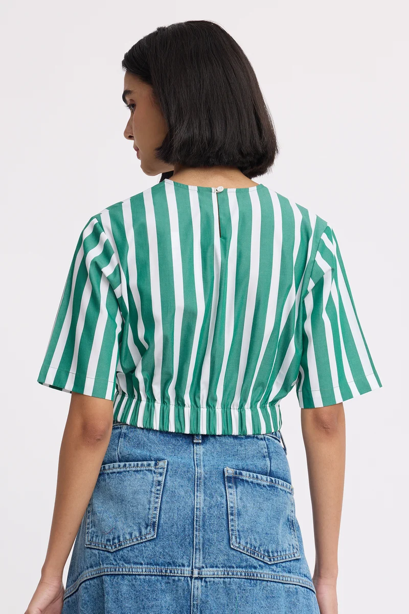 Imami|100% Cotton Striped Crop Top