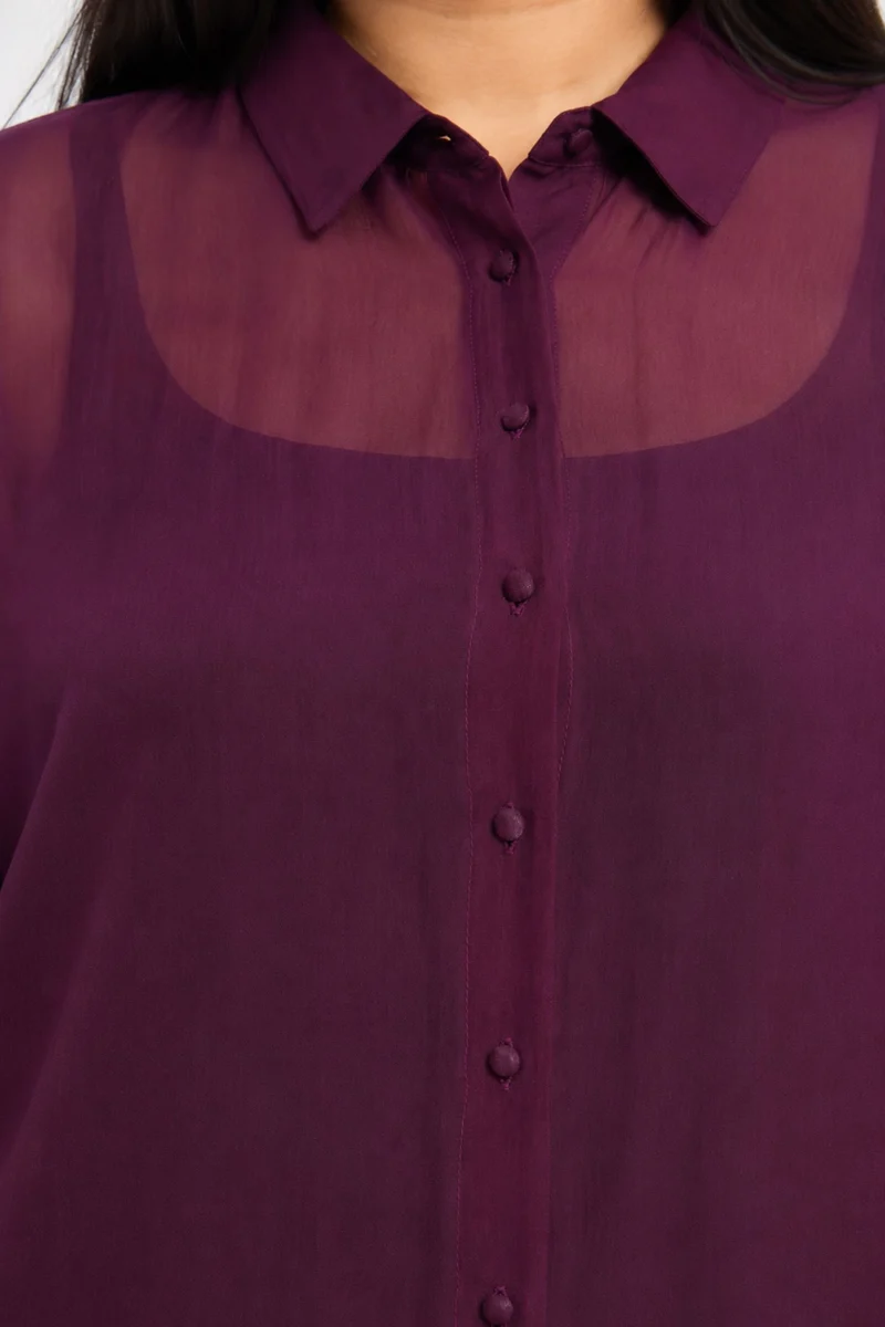 Zerdan|Viscose Collared Relaxed Fit Shirt