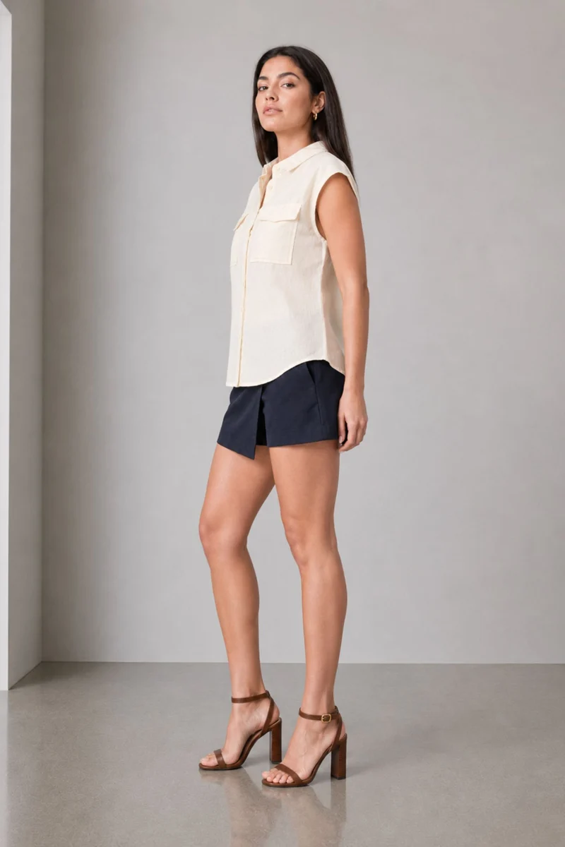 Claai|100% Cotton Sleeveless Utility Shirt