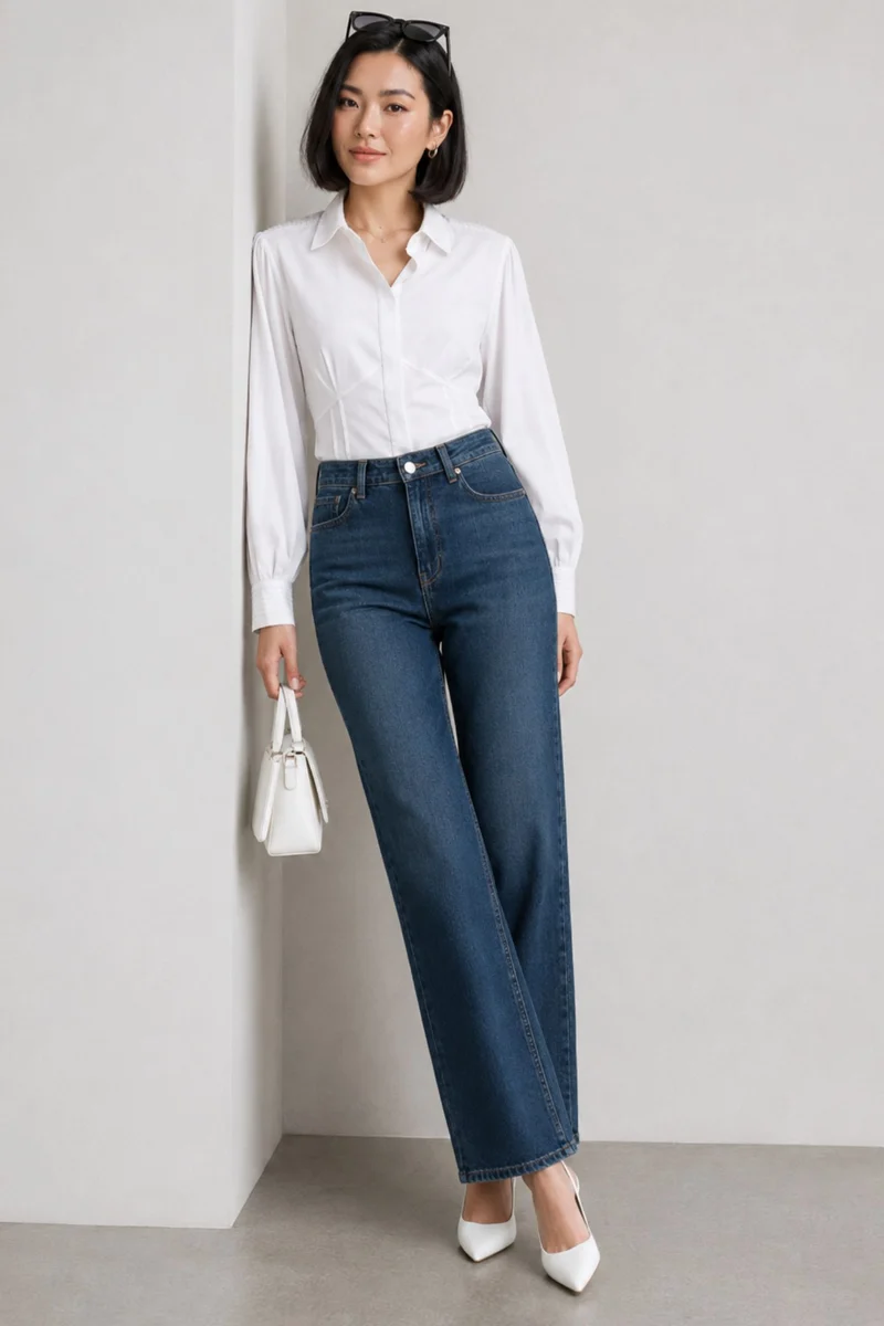 Cantue|100% Cotton Cinched Waist Shirt
