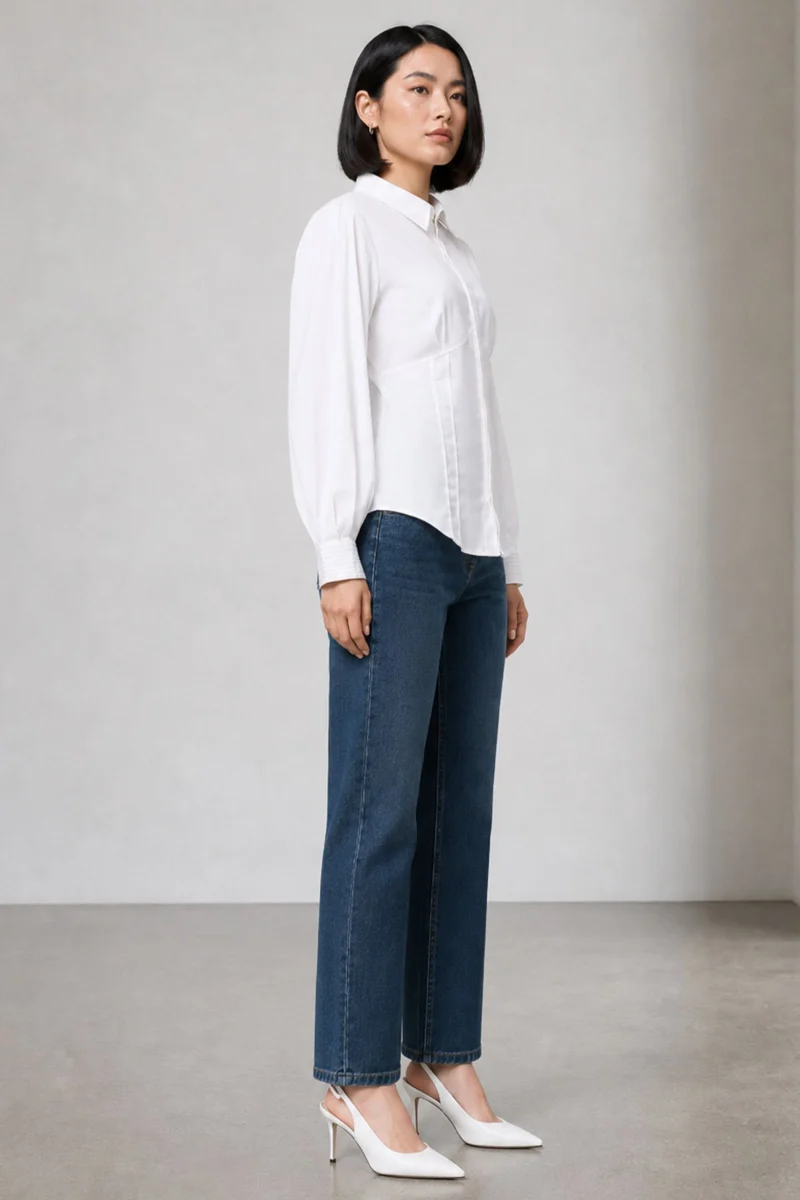 Cantue|100% Cotton Cinched Waist Shirt