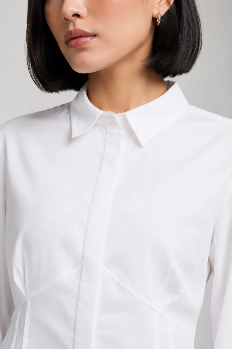 Cantue|100% Cotton Cinched Waist Shirt