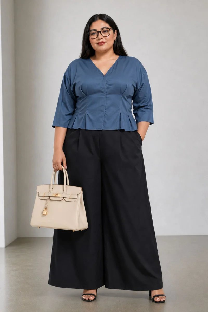 Petunia Top|100% Viscose Pleated Wrap Peplum Top