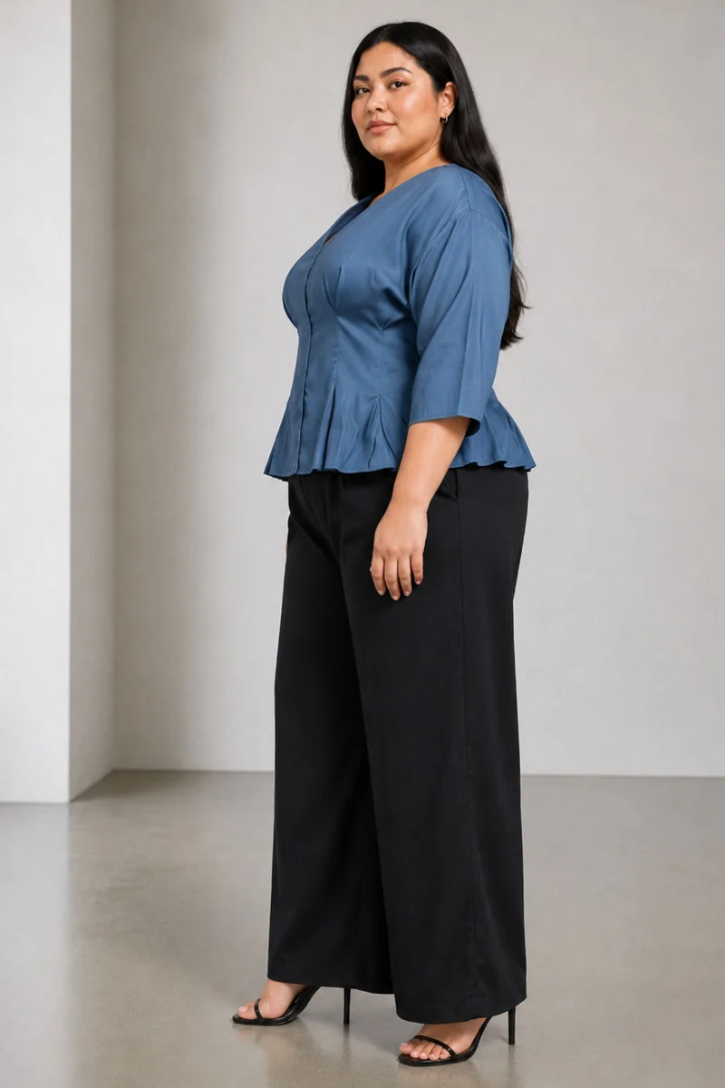 Petunia Top|100% Viscose Pleated Wrap Peplum Top