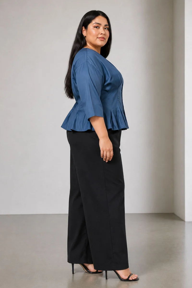Petunia Top|100% Viscose Pleated Wrap Peplum Top