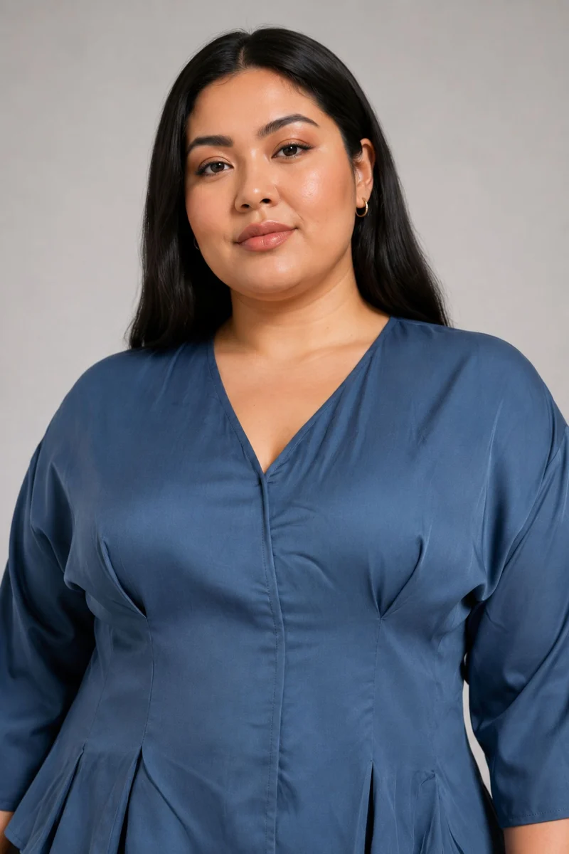 Petunia Top|100% Viscose Pleated Wrap Peplum Top