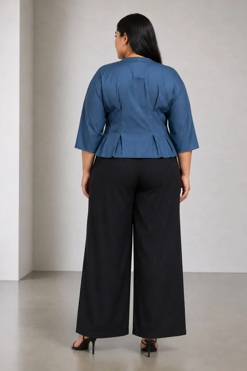 Petunia Top|100% Viscose Pleated Wrap Peplum Top