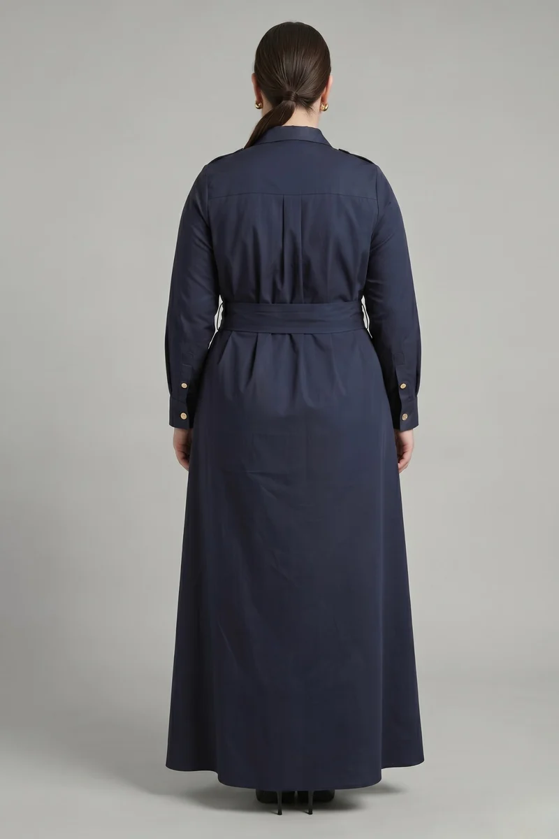 Lucinda|Cotton Poly Maxi Shirt Dress With Belt