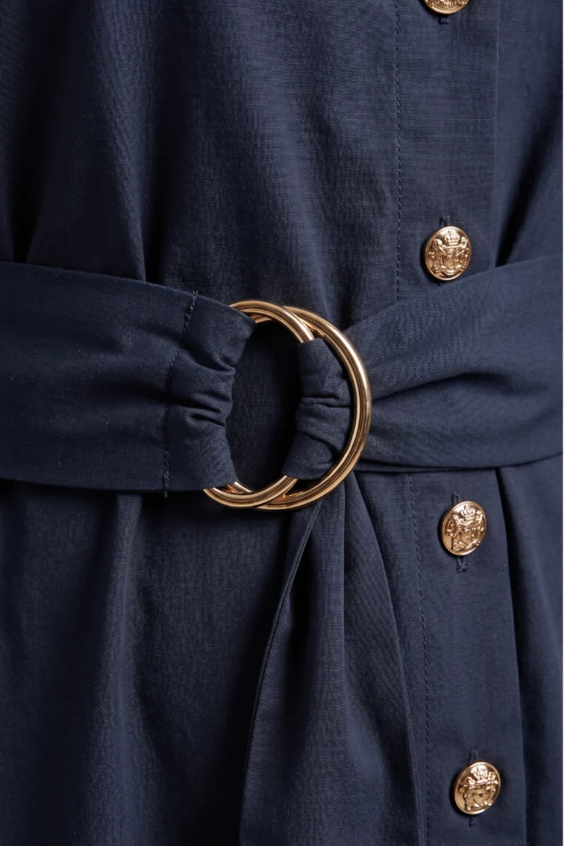 Lucinda|Cotton Poly Maxi Shirt Dress With Belt