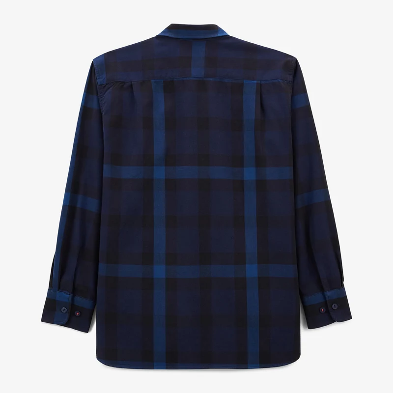 Chemise manches longues en coton velours bleu marine Amsterdam
