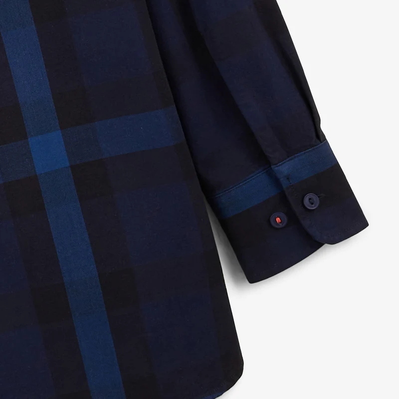 Chemise manches longues en coton velours bleu marine Amsterdam