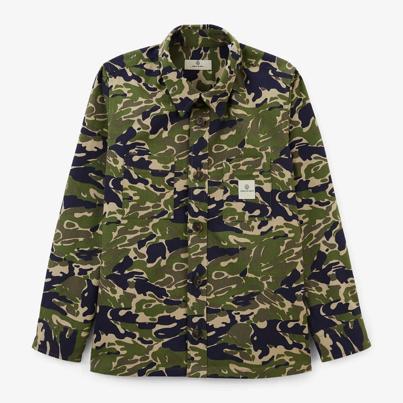Surchemise garçon manches longues en coton motif camouflage Clovis