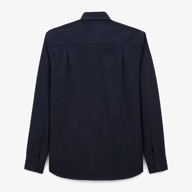 Chemise manches longues en coton unie bleu dark navy Charles