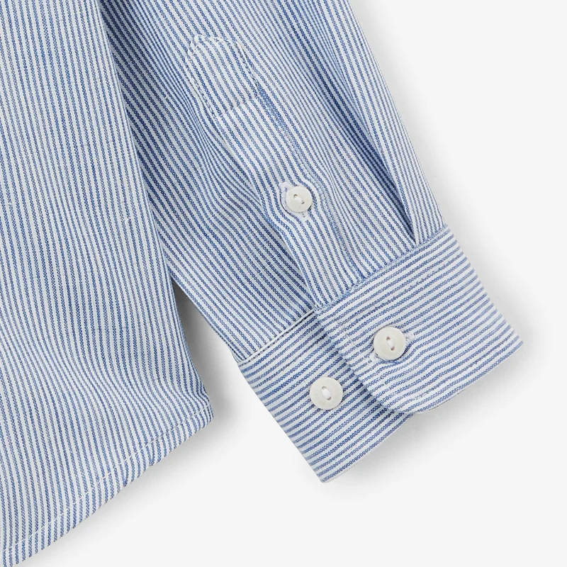 Chemise garçon manches longues coton Oxford rayures bleu ciel Charles