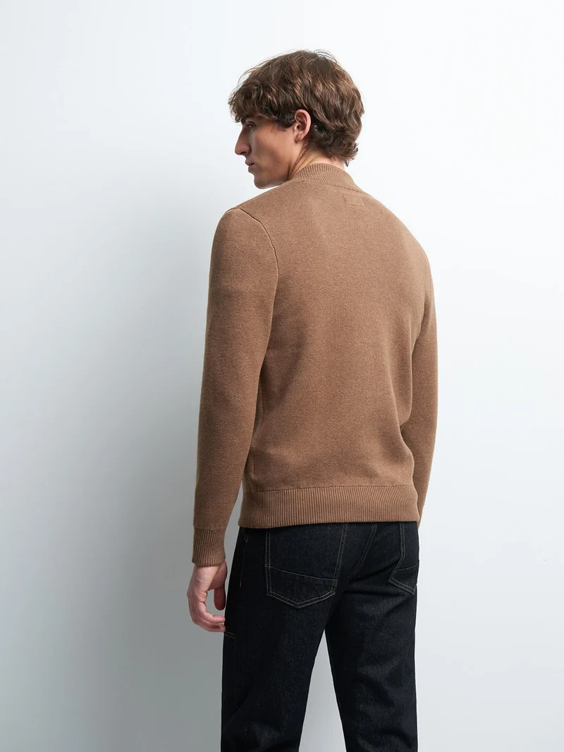 Cardigan zippé en coton cachemire