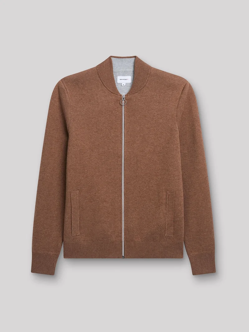 Cardigan zippé en coton cachemire