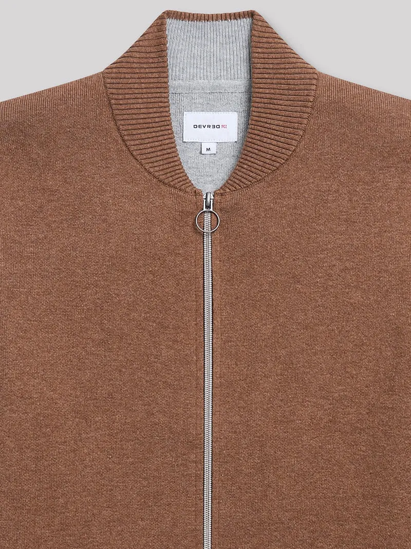 Cardigan zippé en coton cachemire