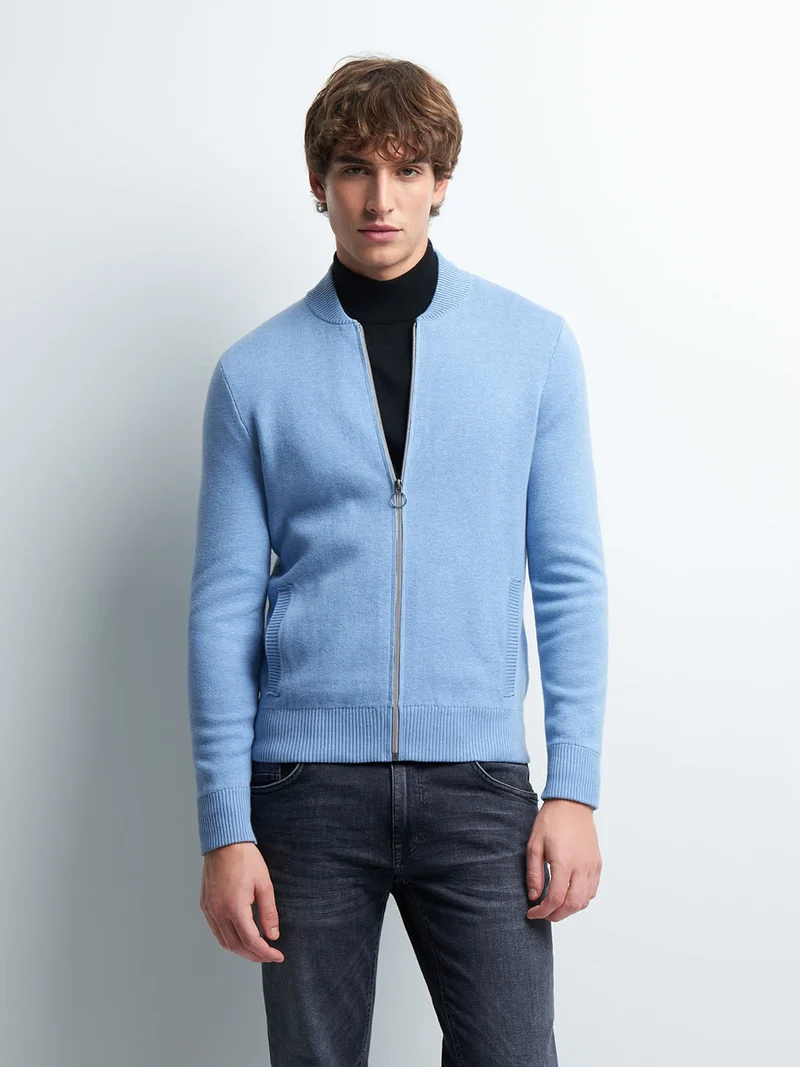 Cardigan zippé en coton cachemire