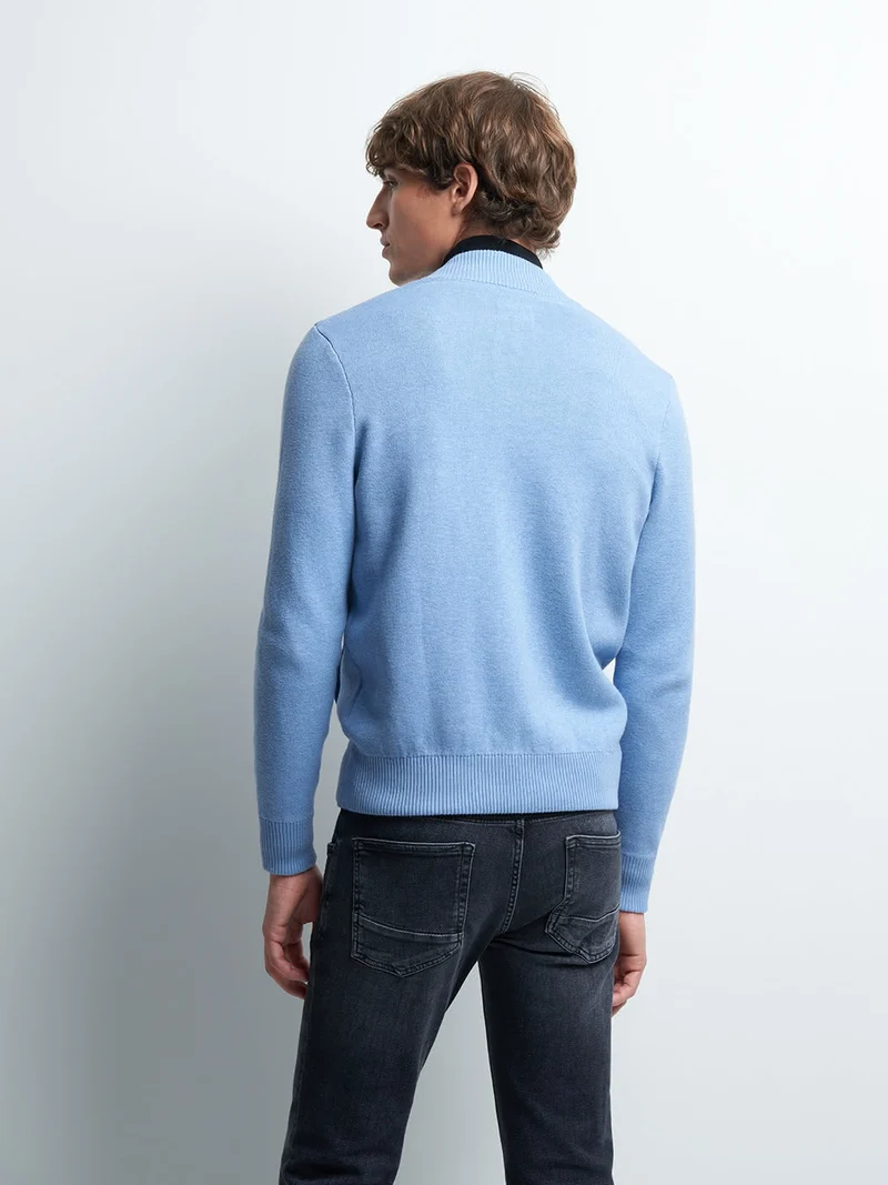 Cardigan zippé en coton cachemire