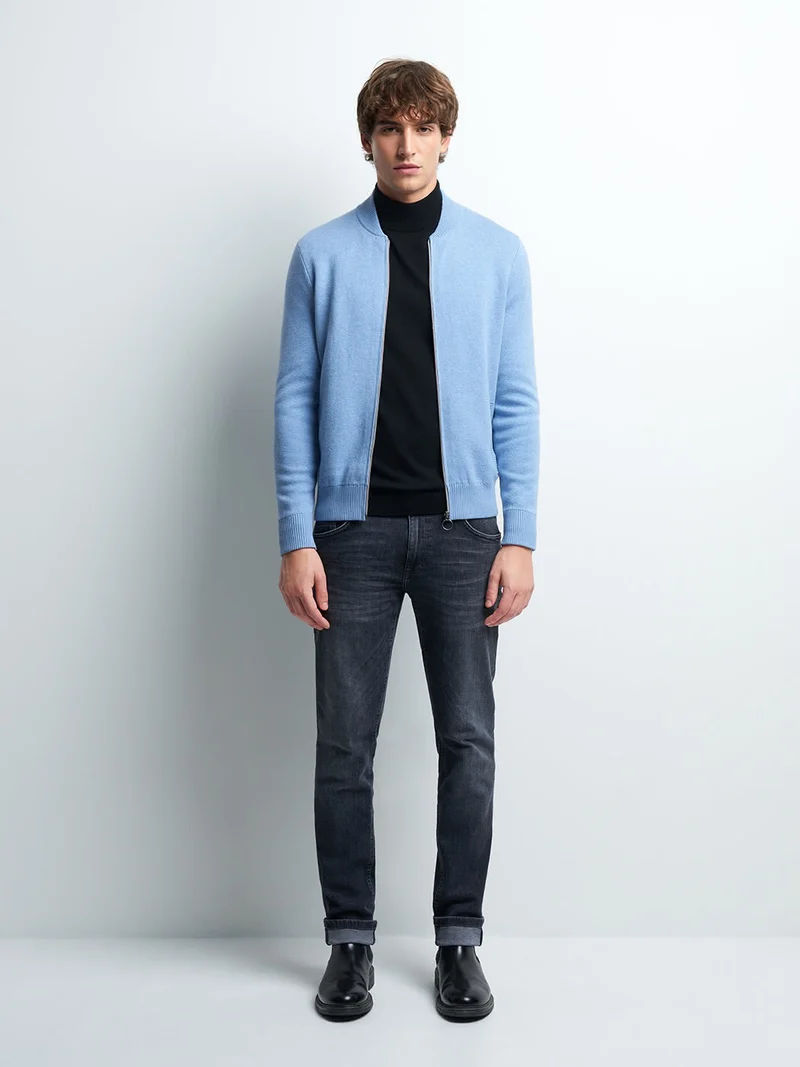 Cardigan zippé en coton cachemire