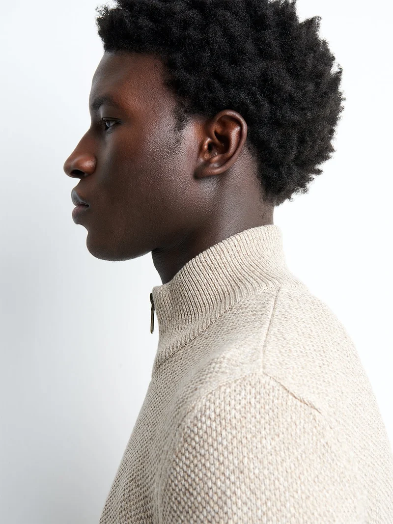 Cardigan col montant en coton