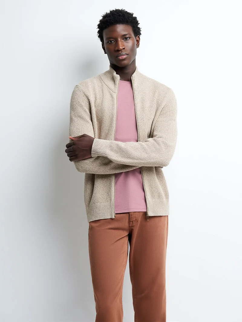 Cardigan col montant en coton