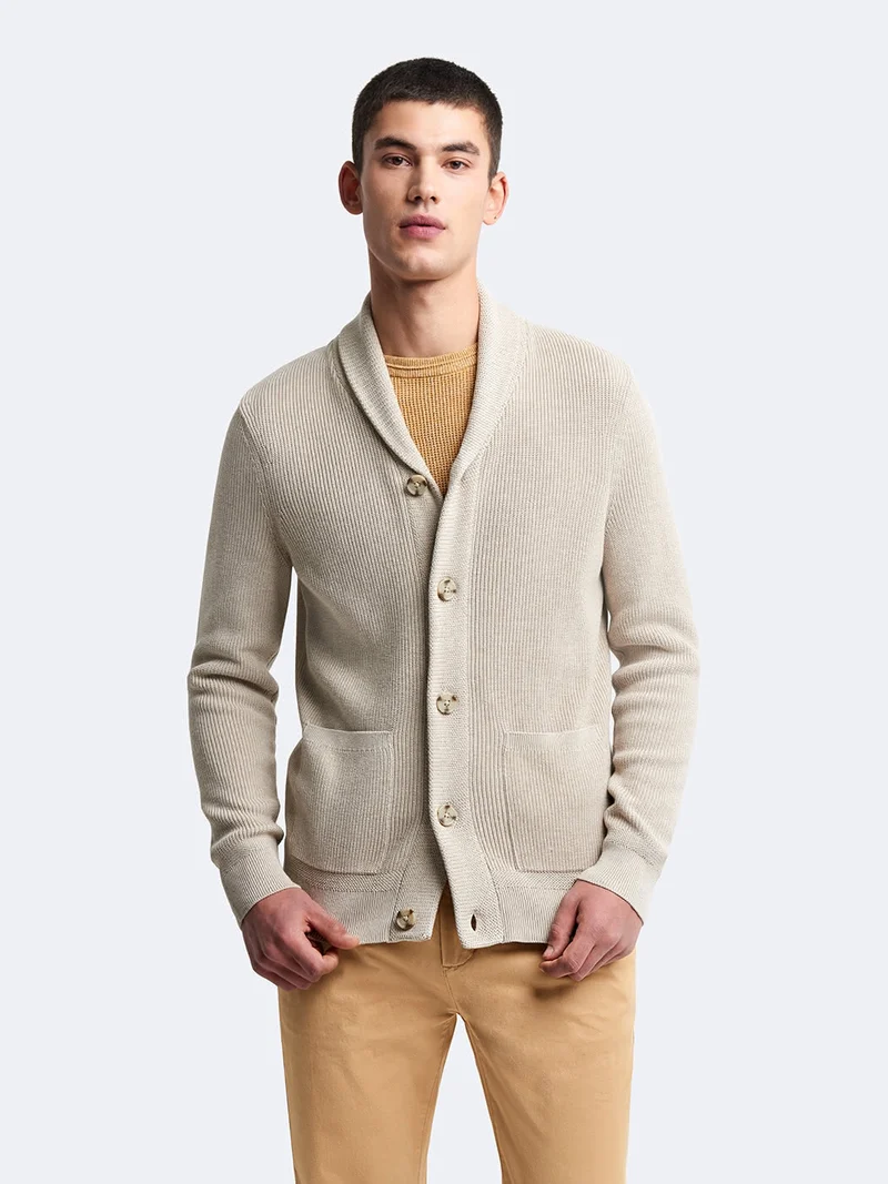 Cardigan col châle en coton