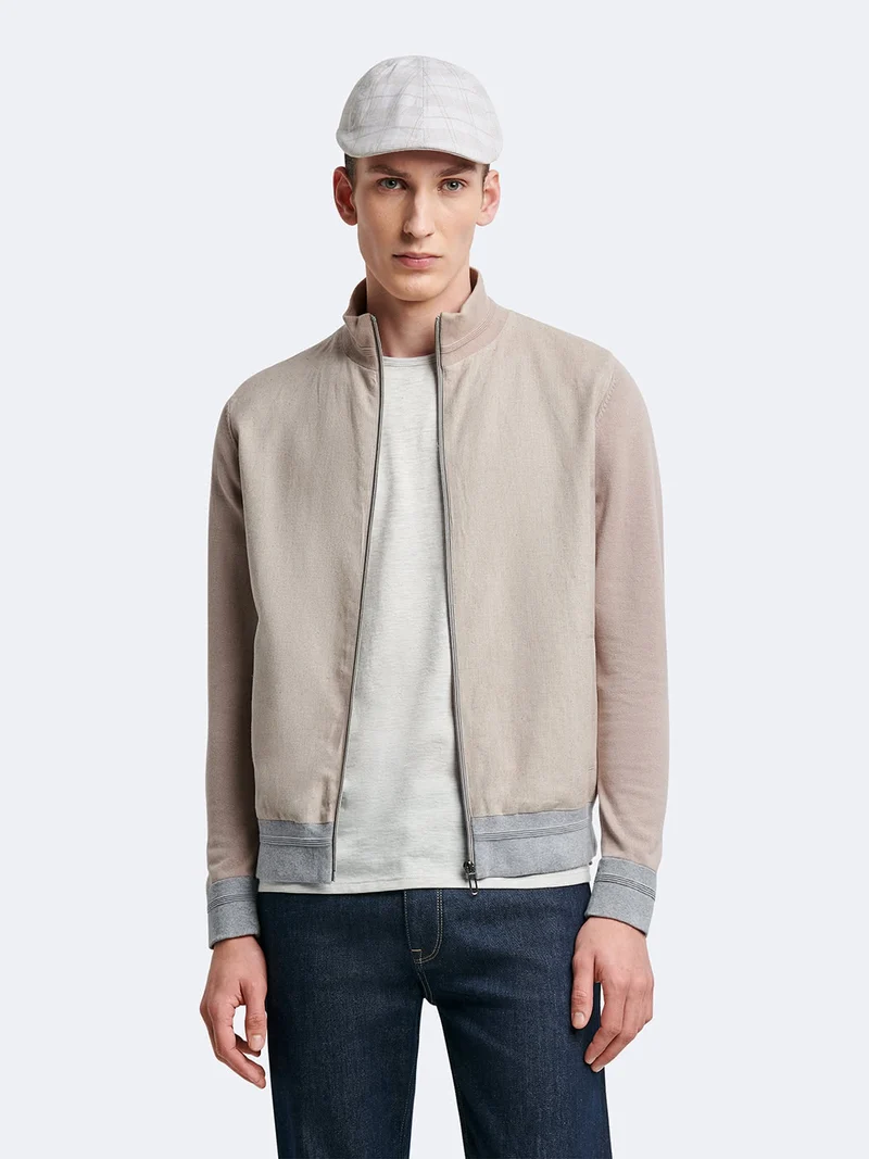 Cardigan col montant en coton