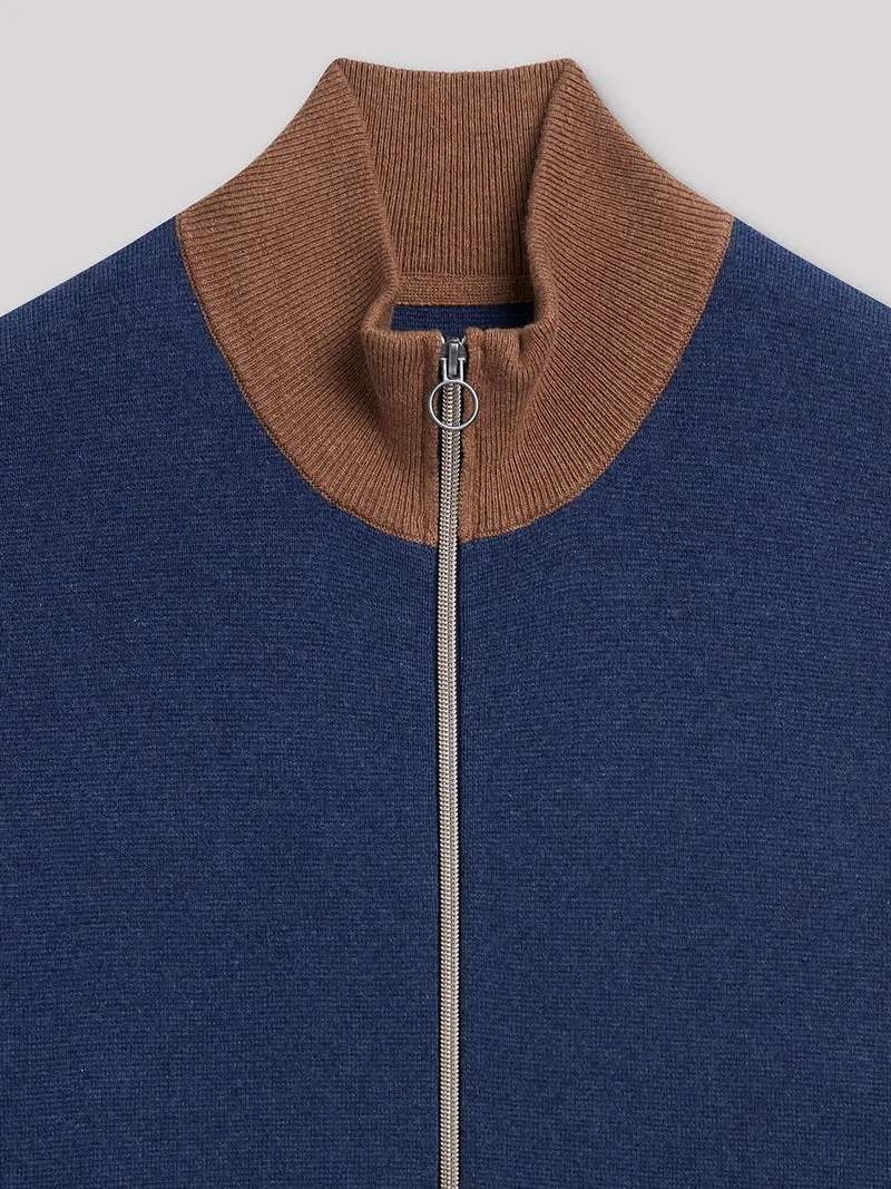 Cardigan zippé en coton cachemire