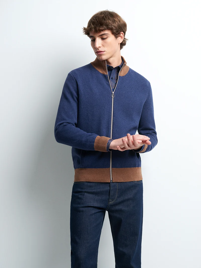 Cardigan zippé en coton cachemire