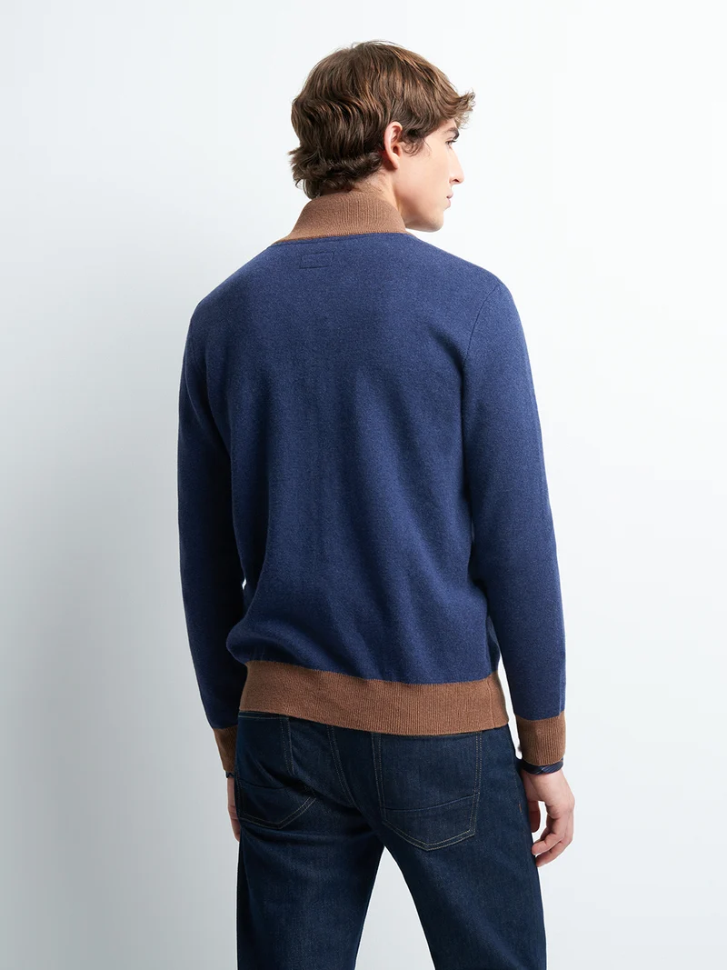 Cardigan zippé en coton cachemire