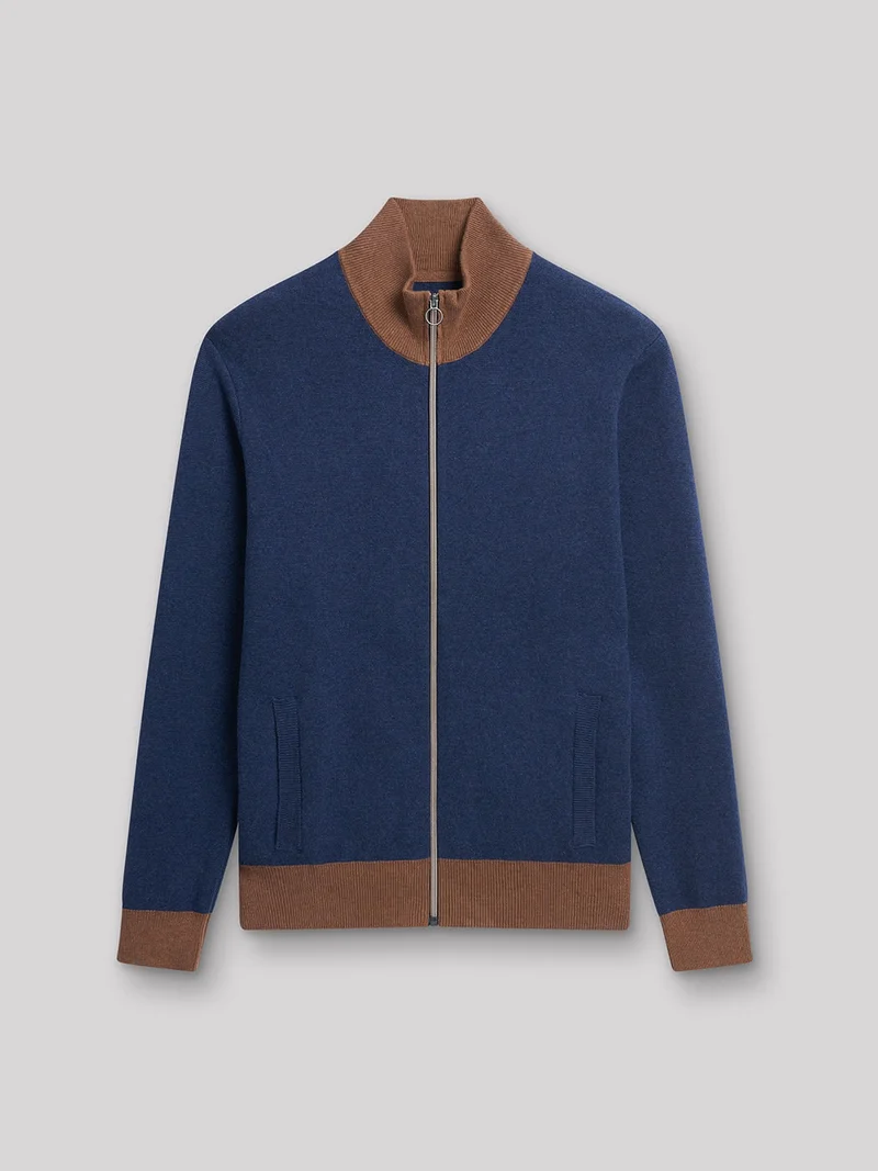 Cardigan zippé en coton cachemire