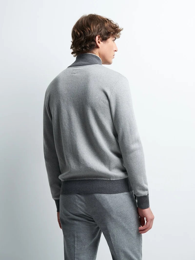 Cardigan zippé en coton cachemire