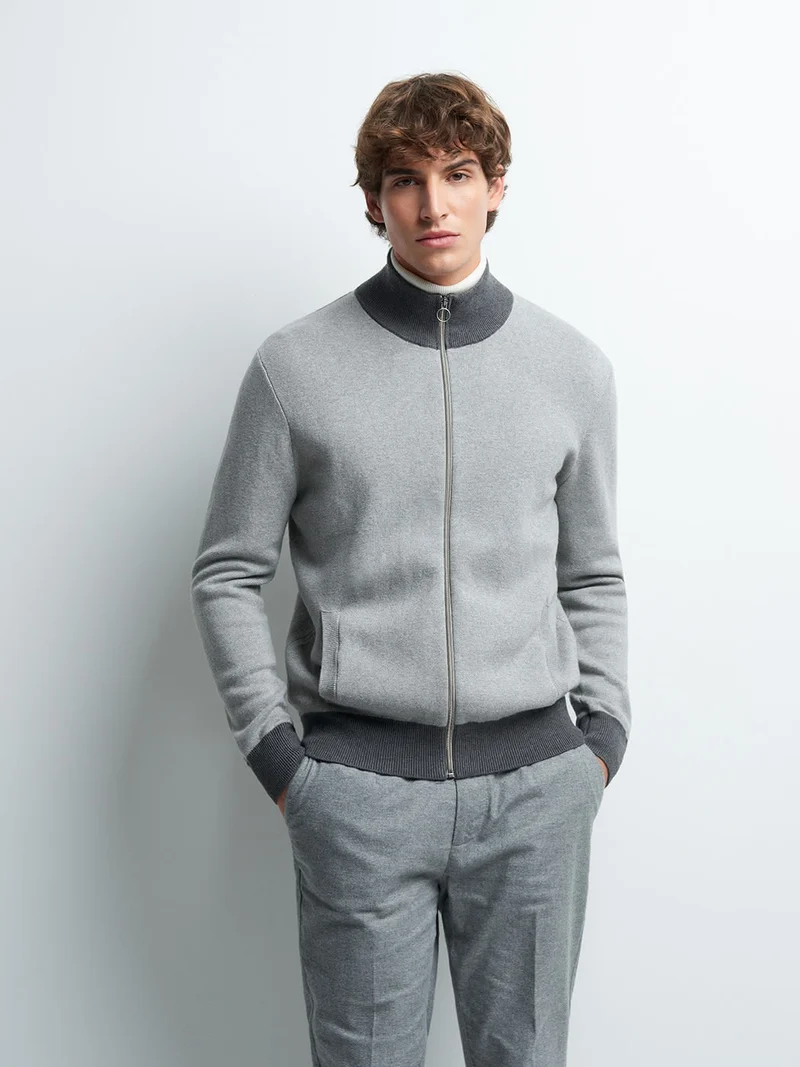 Cardigan zippé en coton cachemire