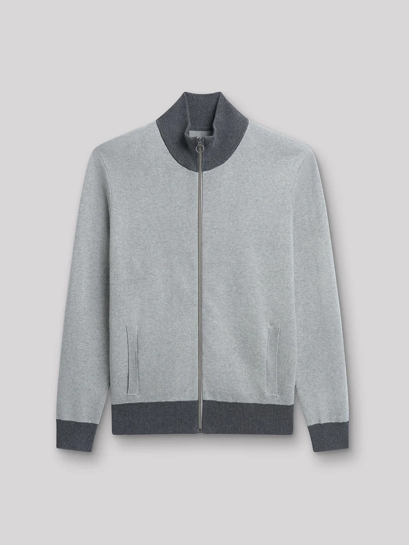 Cardigan zippé en coton cachemire
