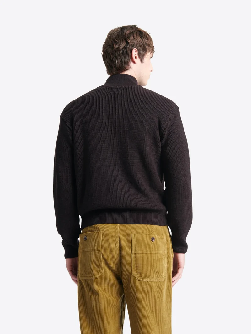 Cardigan zippé en laine mérinos mélangée