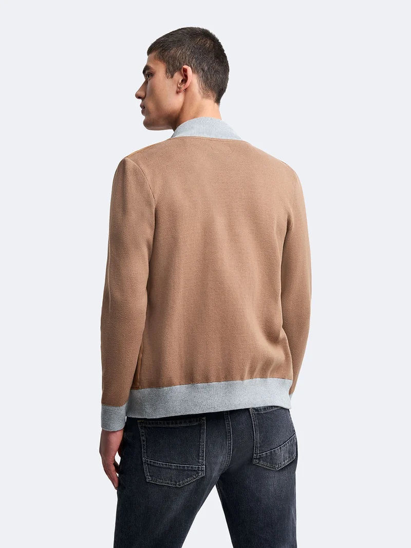 Cardigan col montant en coton