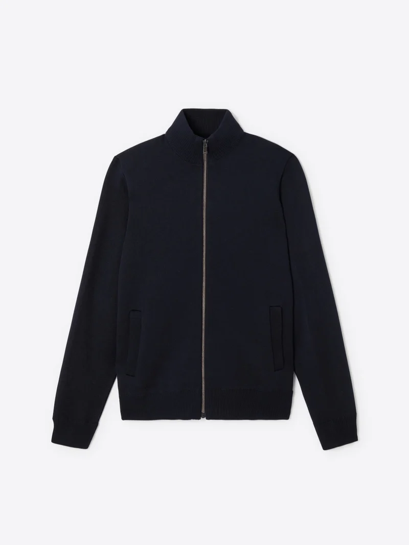 Cardigan à col zippé en coton mélangé