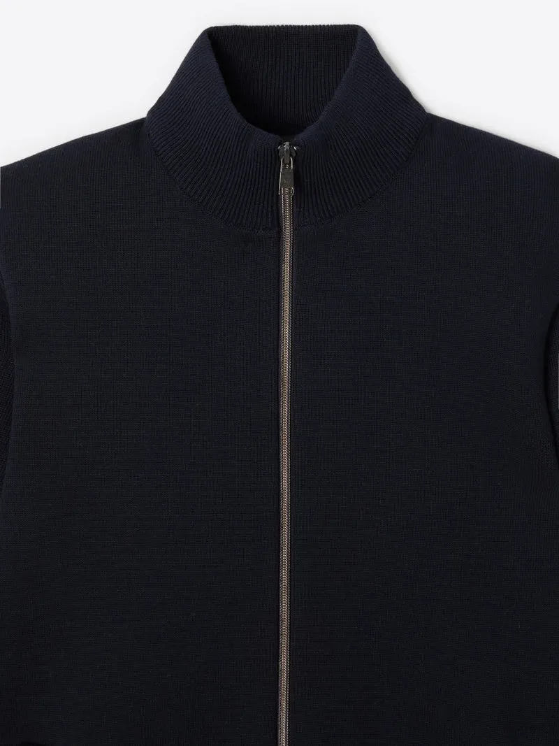 Cardigan à col zippé en coton mélangé