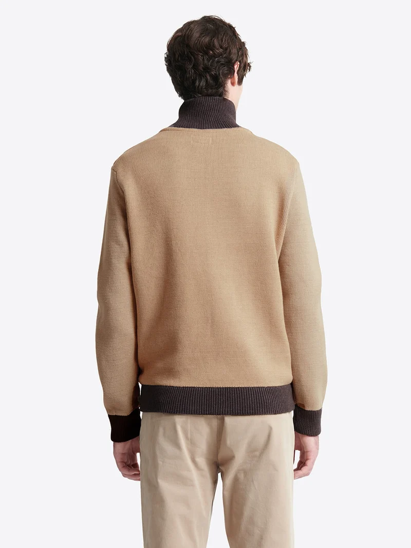 Cardigan à col zippé en coton mélangée