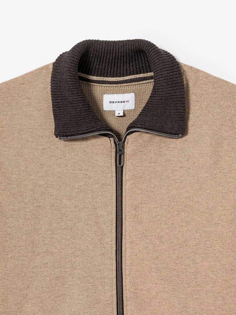 Cardigan à col zippé en coton mélangée