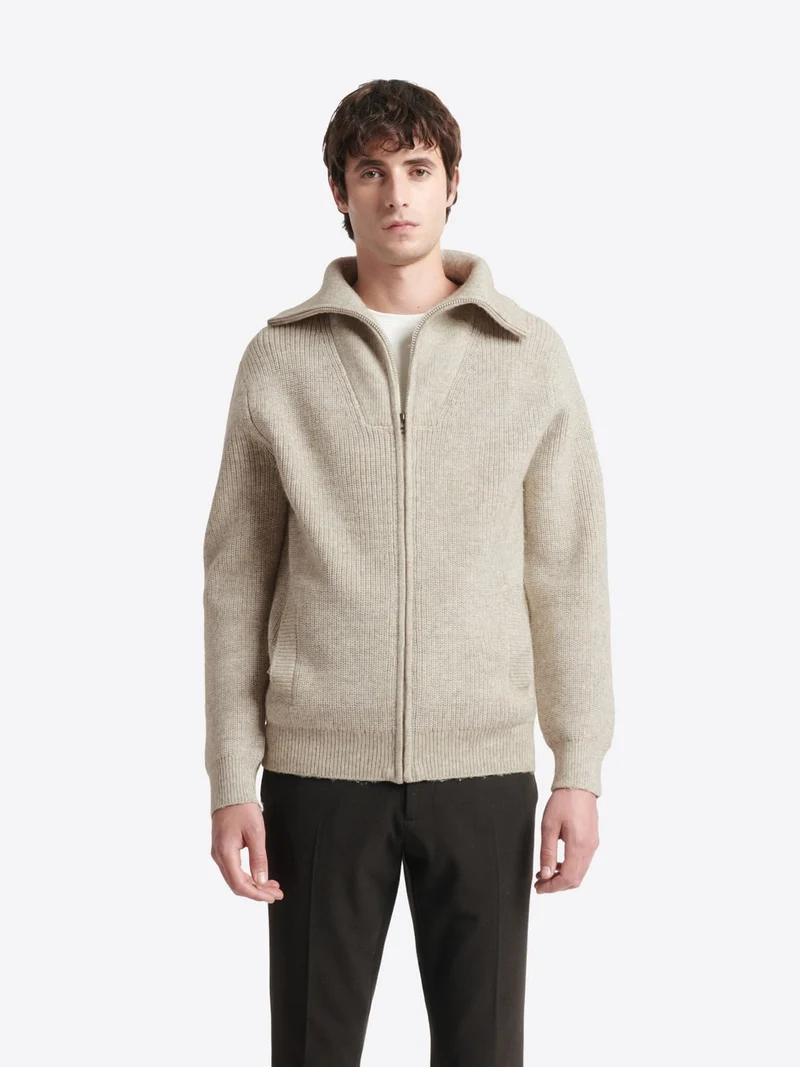 Gilet col camionneur chiné