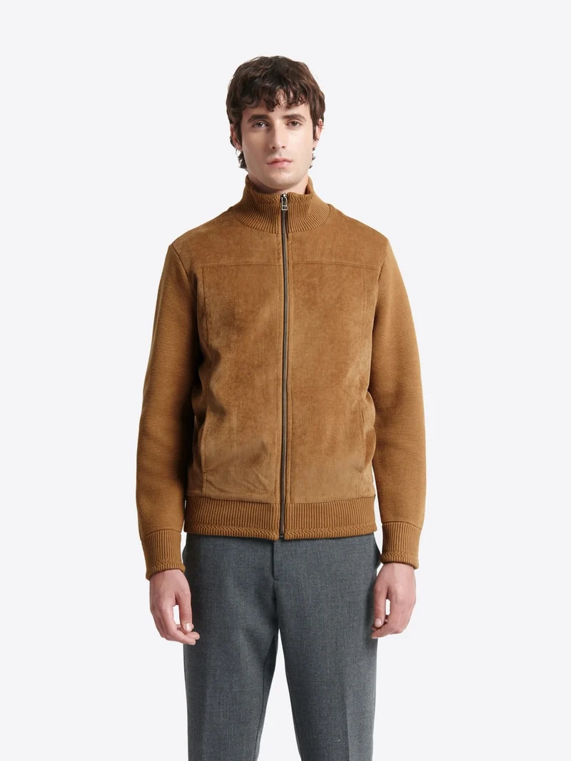 Gilet bi-matière col montant