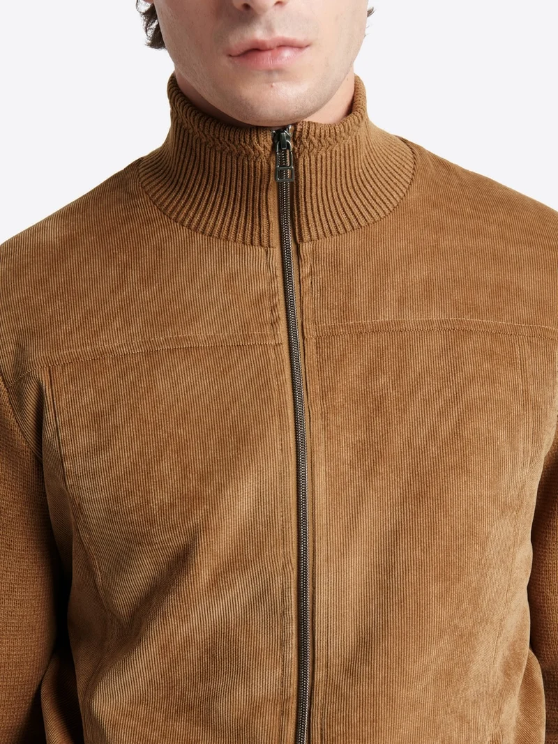 Gilet bi-matière col montant