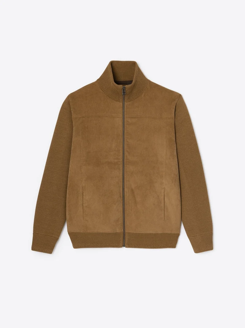 Gilet bi-matière col montant