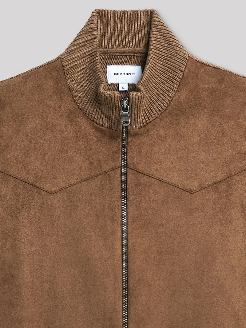 Cardigan bi-matière col montant