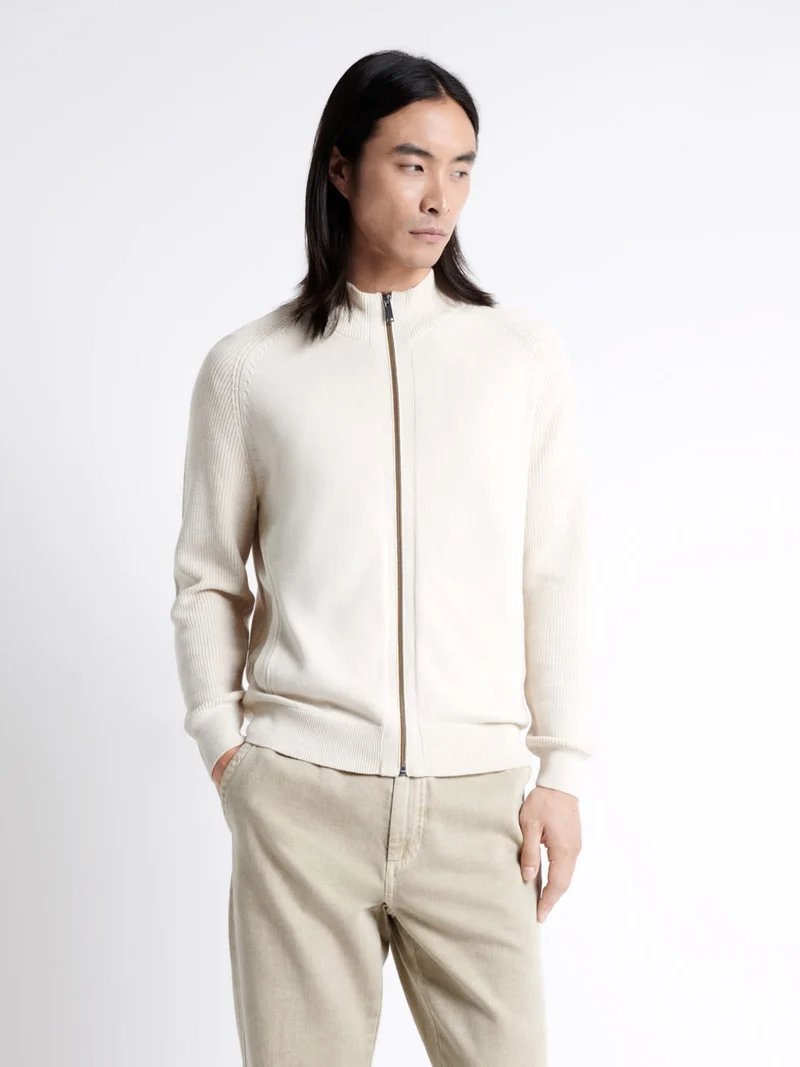Cardigan col montant zippé 100% coton