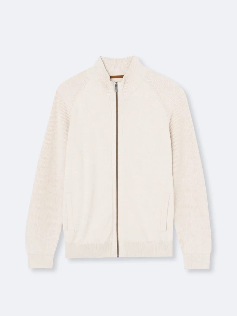 Cardigan col montant zippé 100% coton