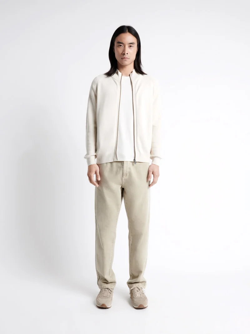 Cardigan col montant zippé 100% coton
